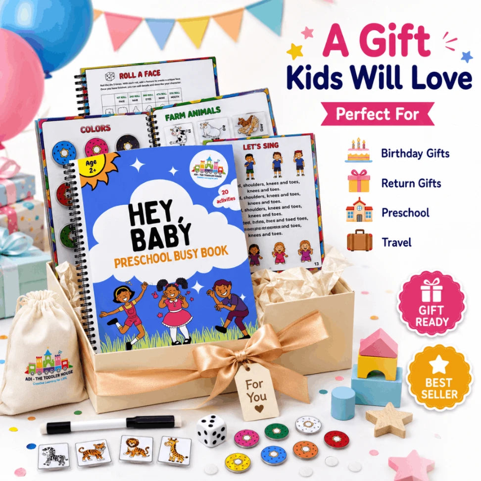 Hey Baby Preschool Busy Book | 20 Reusable Montessori Matching & Tracing Activities for Kids (Age 2–5 Years)