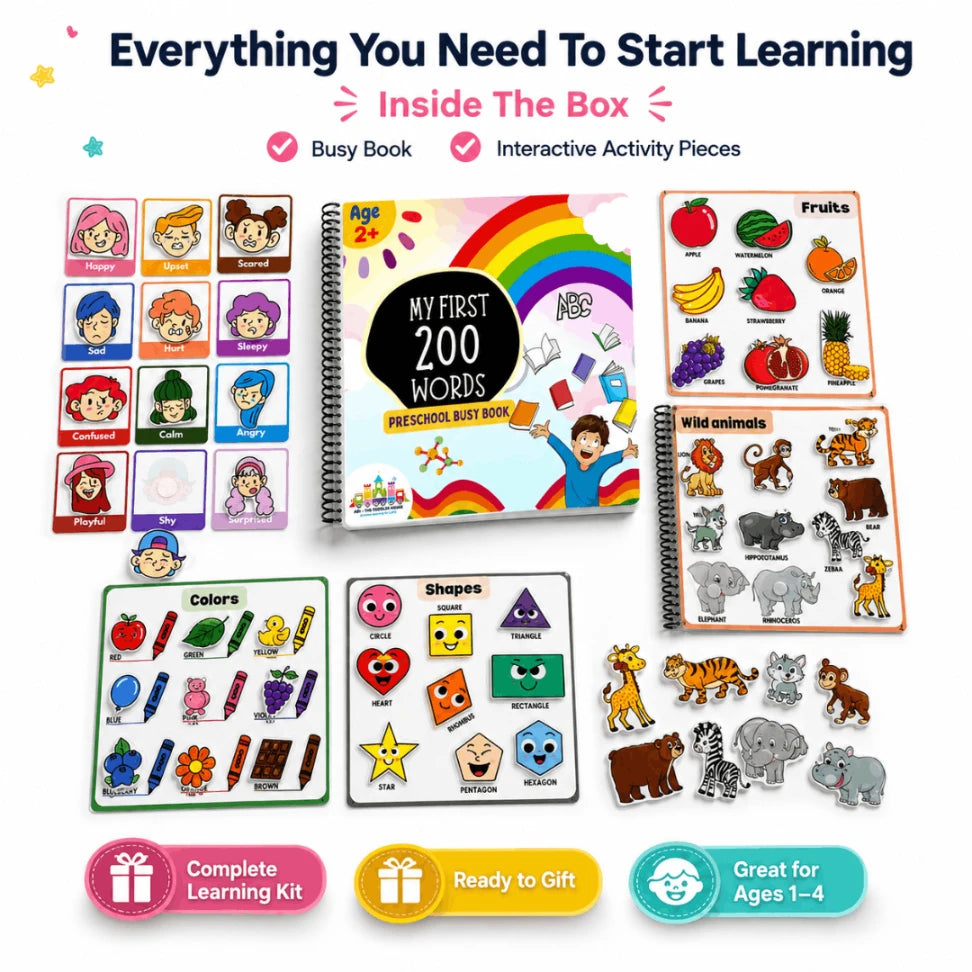 My First 200 Words Busy Book for Toddlers | Montessori Preschool Learning Binder (Age 1–4)
