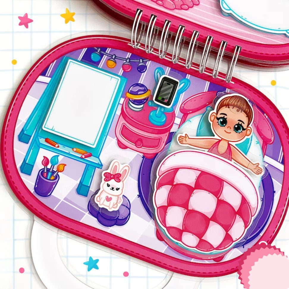 Compact playhouse book with kitchen and bedroom