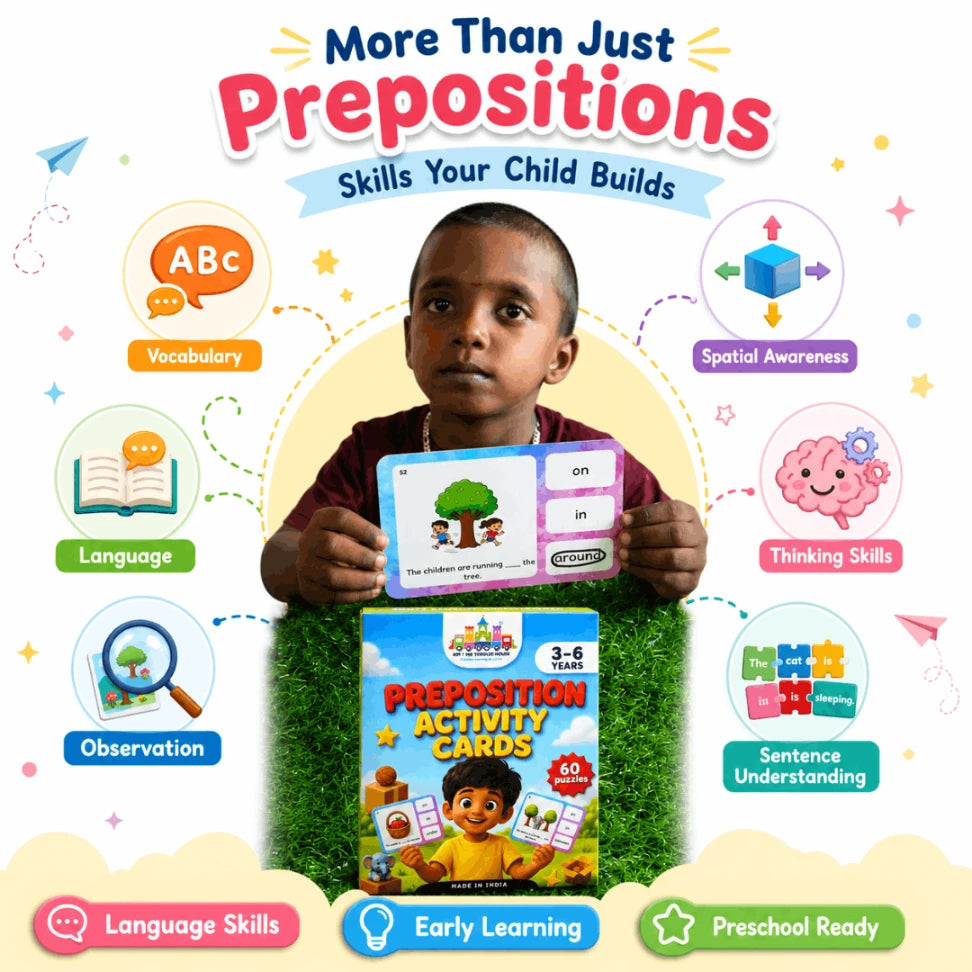 Preposition Activity Cards for Preschool Kids