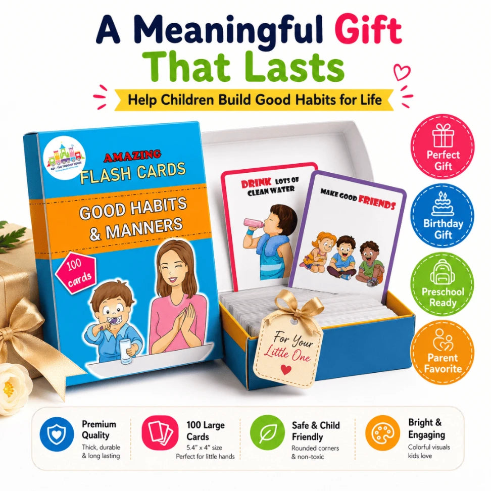 Good Habits & Manners Flashcards for Kids | 50 Laminated Learning Cards | Ages 2–6