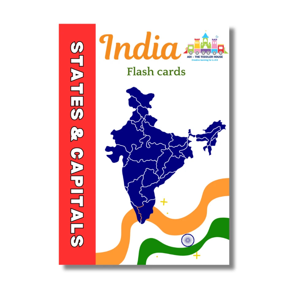 India States and Capitals Educational Flashcards for Kids