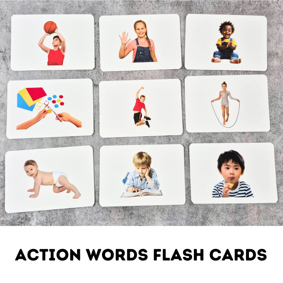 laminated action word flash cards for kids
