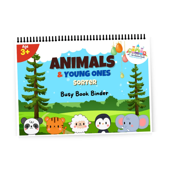Animals and Their Young Ones Busy Book | Velcro Matching Activity Book for Kids Age 2+