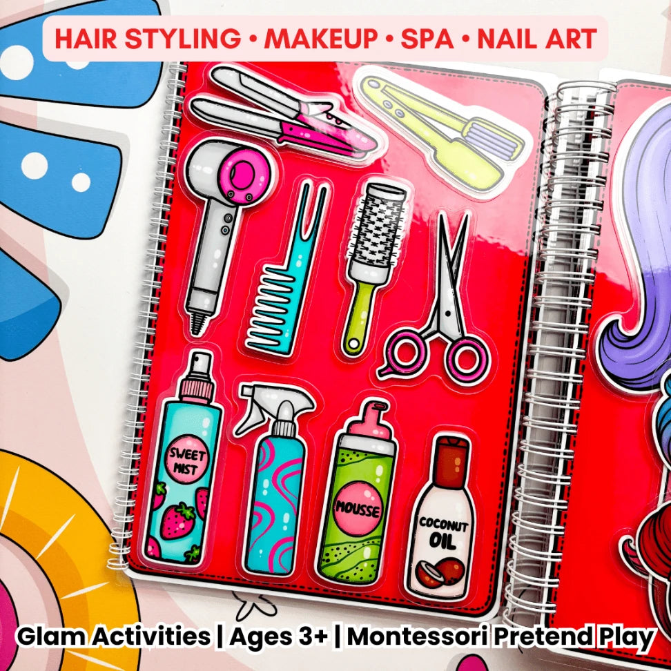 educational busy book with salon theme