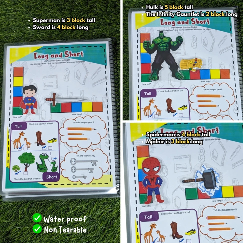 Busy book for teaching basic math concepts