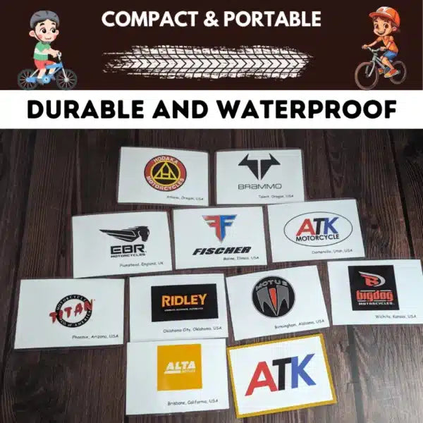 Educational bike logos flashcards for children