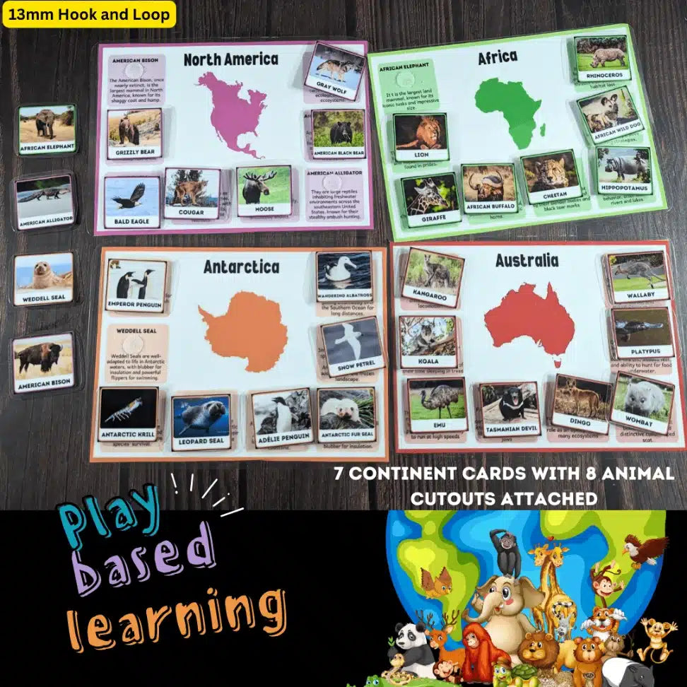 Continents and their animals – Sorting mat