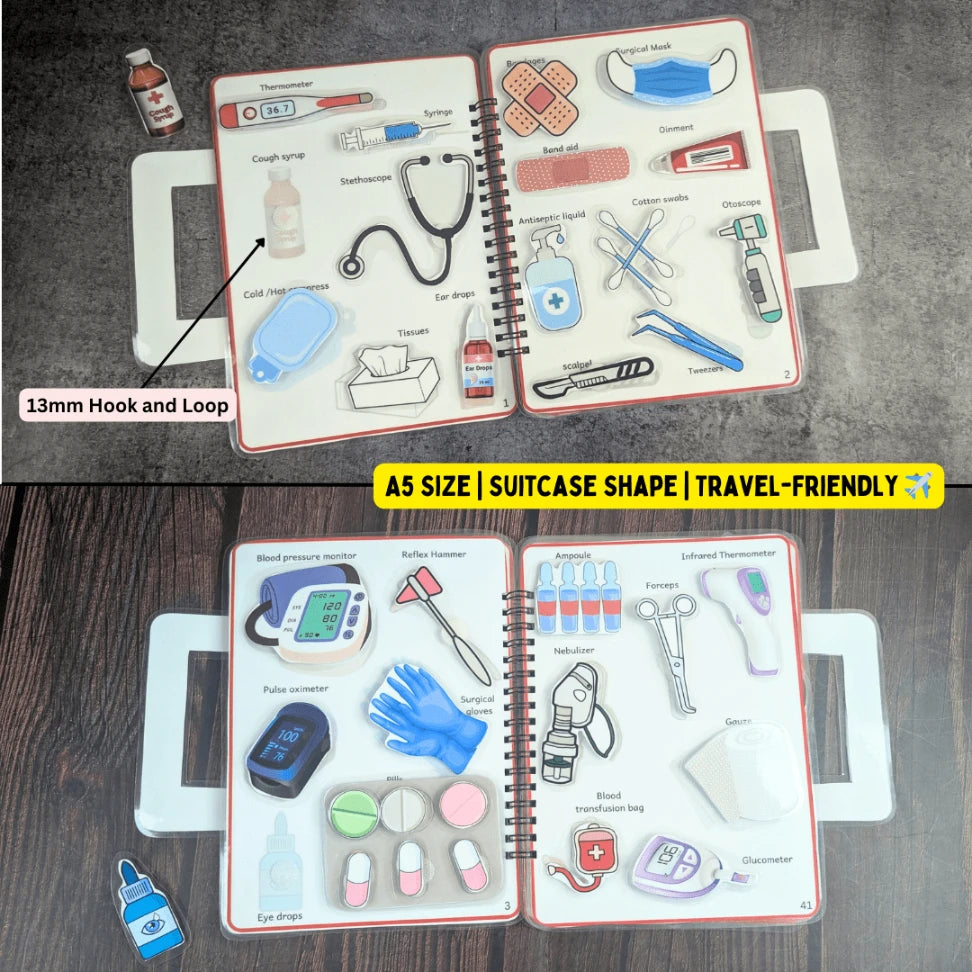 A5-size medical-themed busy book