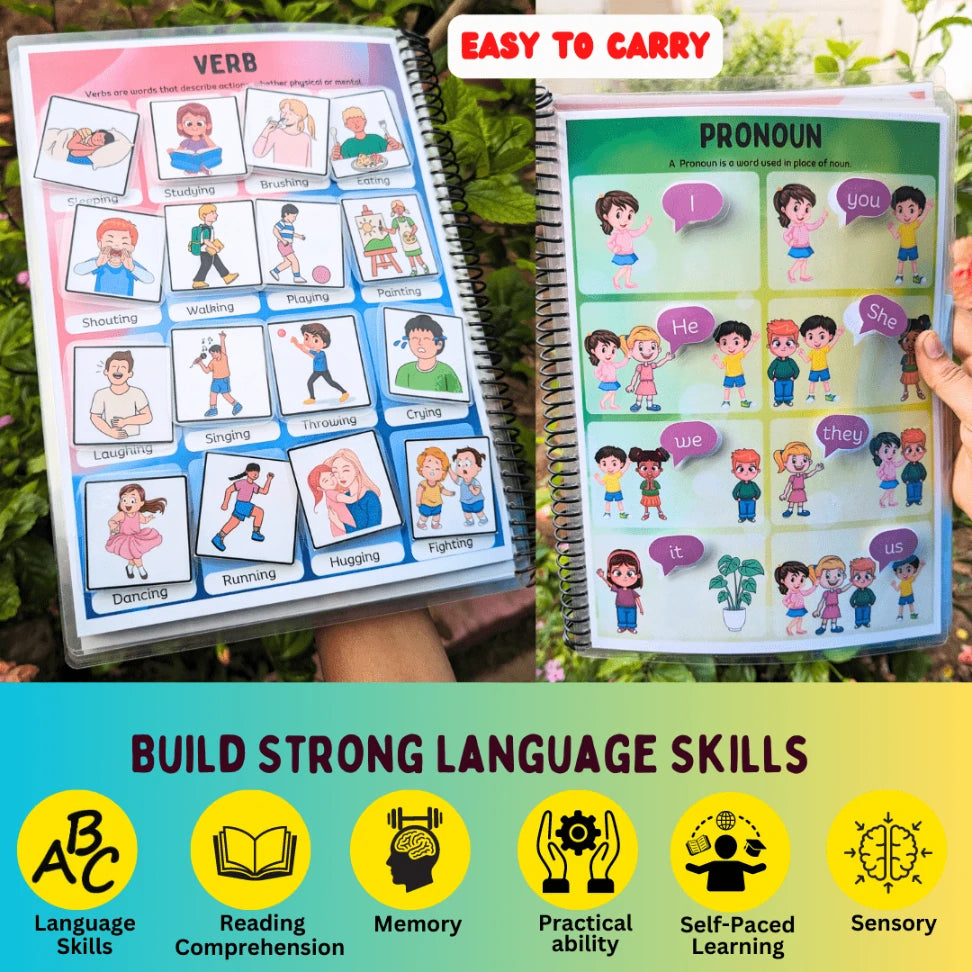 Reusable grammar learning book for preschoolers
