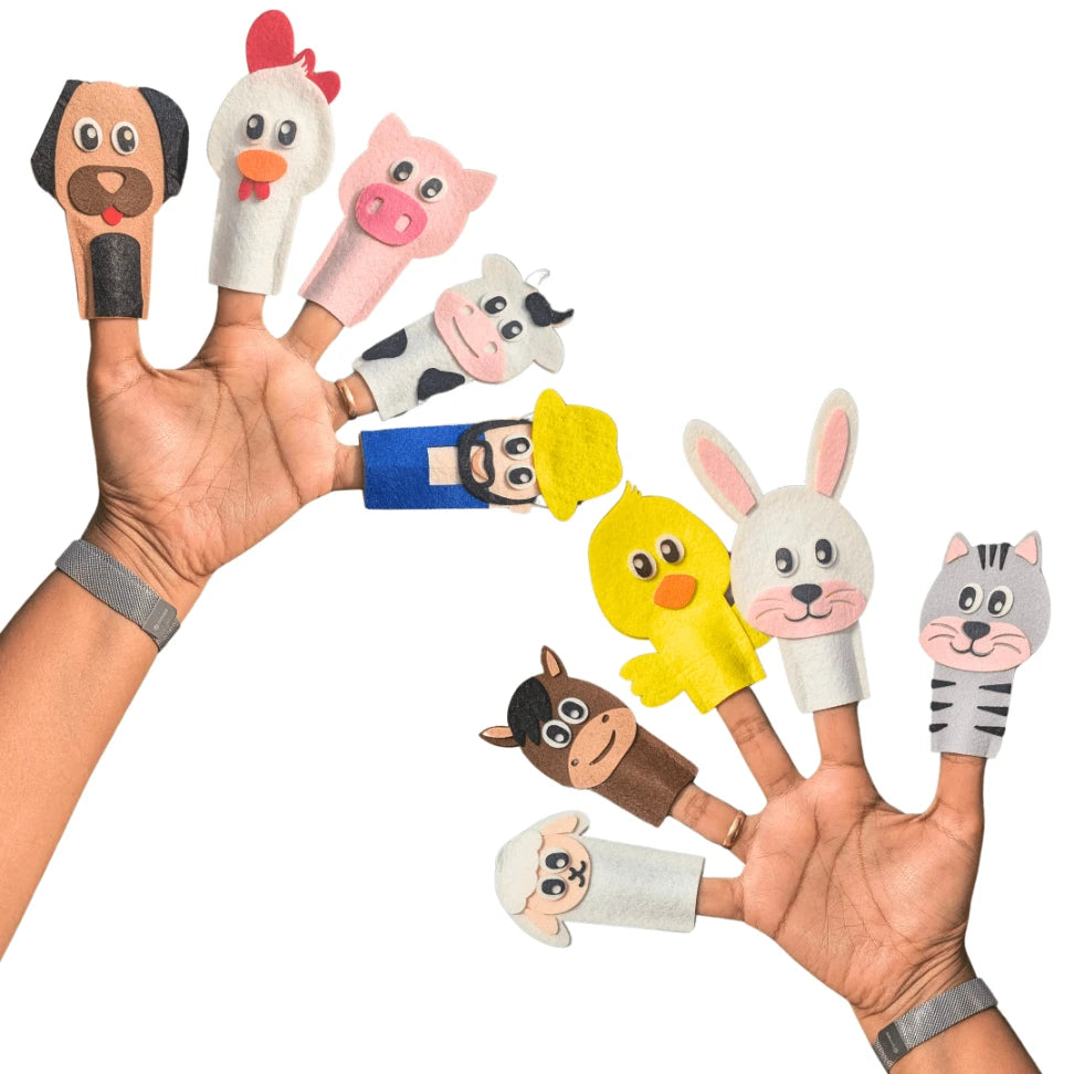 Farm animals felt puppets
