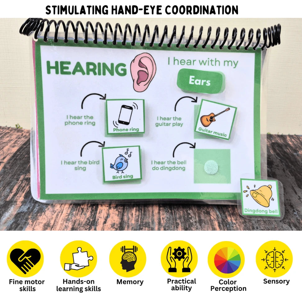 Educational Travel-Friendly Book for Kids Aged 2.5+ - Fine Motor and Sensory Skills