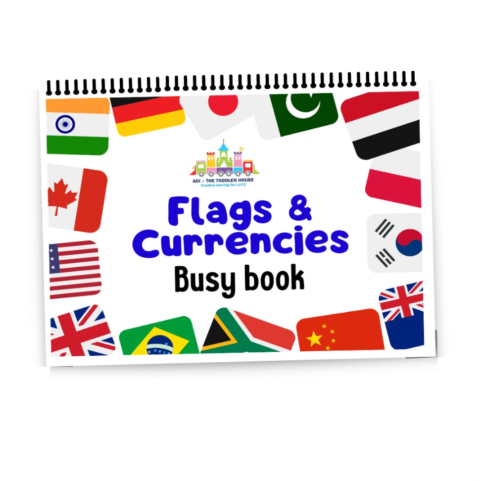Educational Flags and Currencies Busy Book for Kids