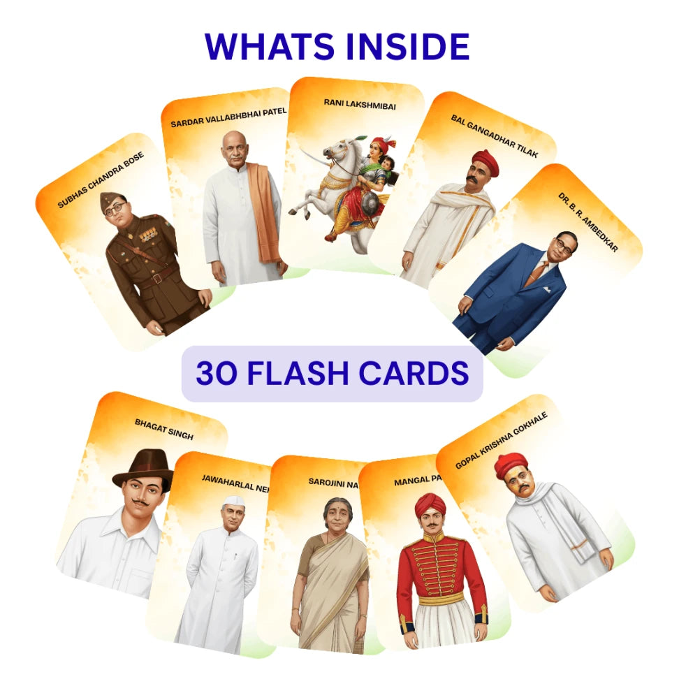 Indian history flash cards for children