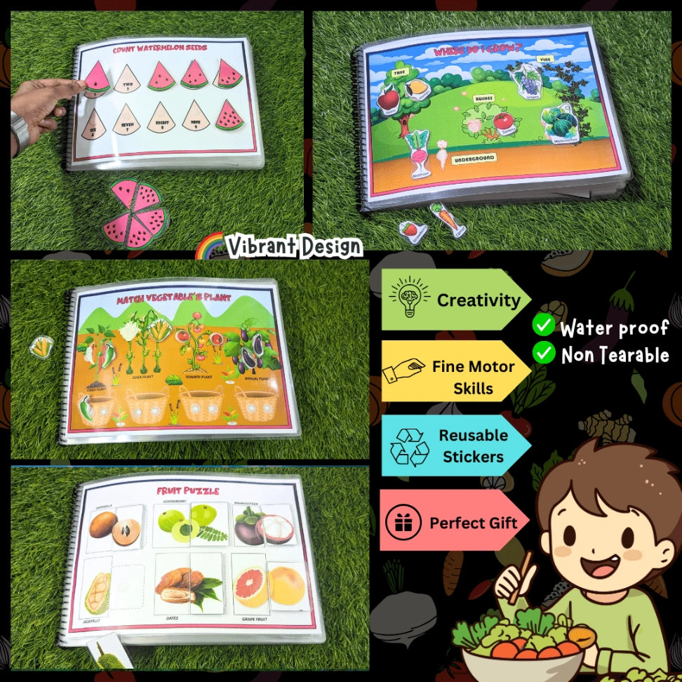 Preschool Fruits and Vegetables Matching and Puzzle Book