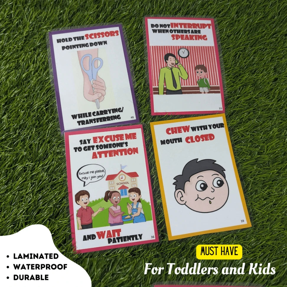 100 good habits and manners flashcards for preschoolers