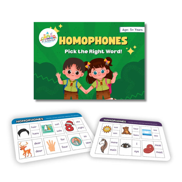 homophones cards for kids