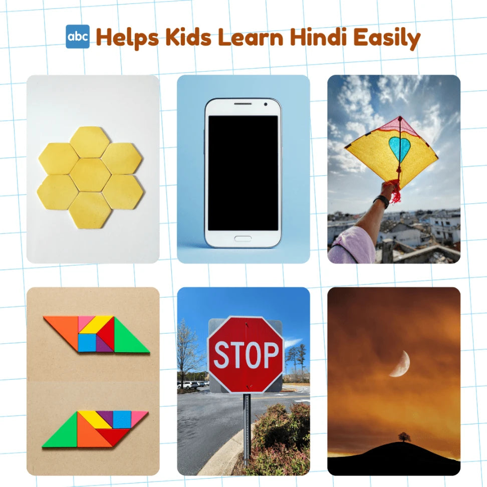 Hindi vocabulary learning flash cards for toddlers