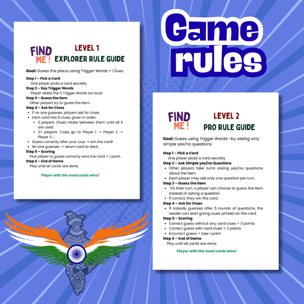 India landmarks educational guessing game for children