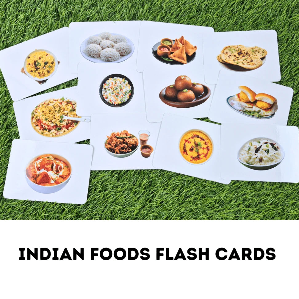 Indian food learning cards for kids