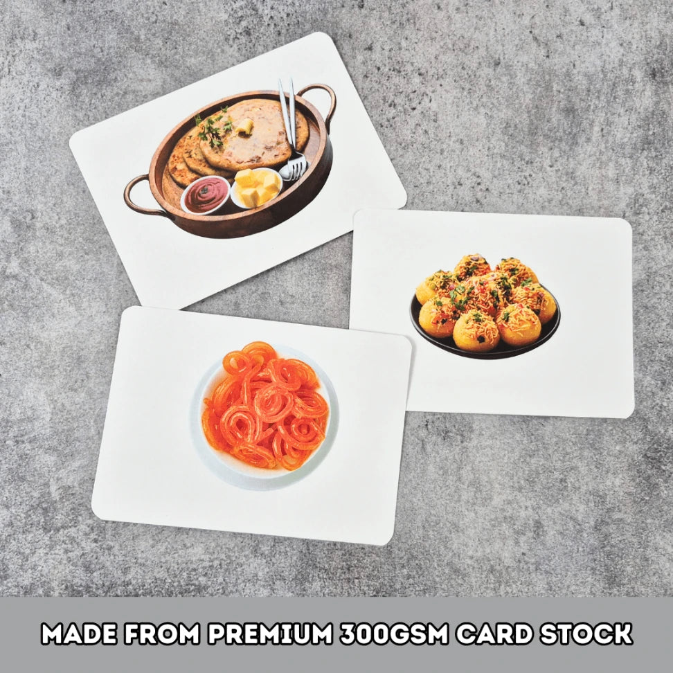 Right brain flash cards Indian food