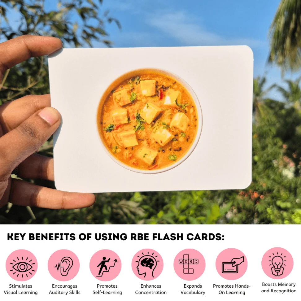Indian traditional food flash cards for preschoolers