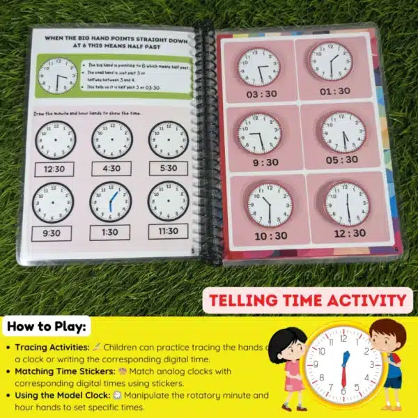 Time-Telling Book with Matching Stickers for Kids