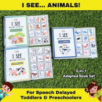I See Animals Adapted Book Set – Speech & Language Learning Velcro Books for Kids