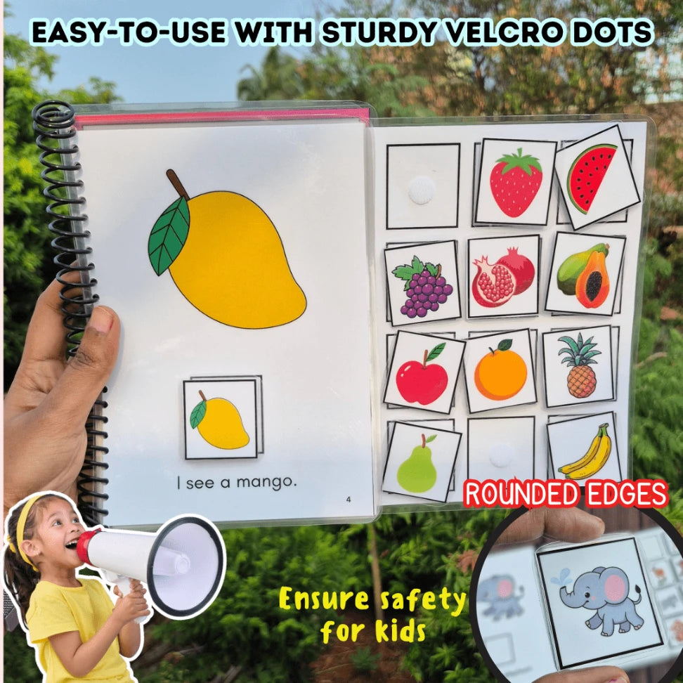 Vegetables learning book for toddlers with matching words and visuals
