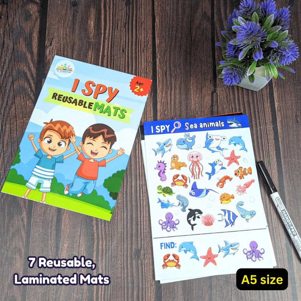 Screen-free educational I Spy activity mats for kids