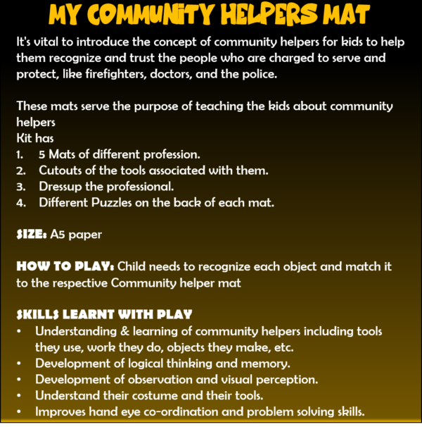 Preschool community helper educational mats