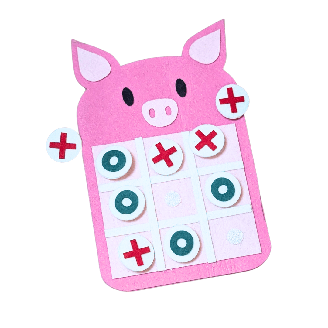 Handmade Pig Tic Tac Toe Felt Game for Kids