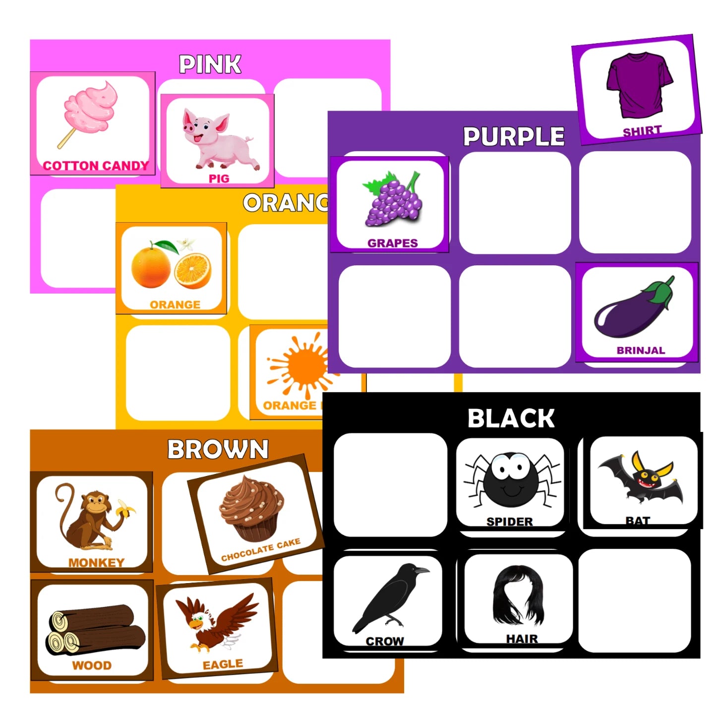 Color pairer 2- PINK, ORANGE, BROWN, BLACK, PURPLE