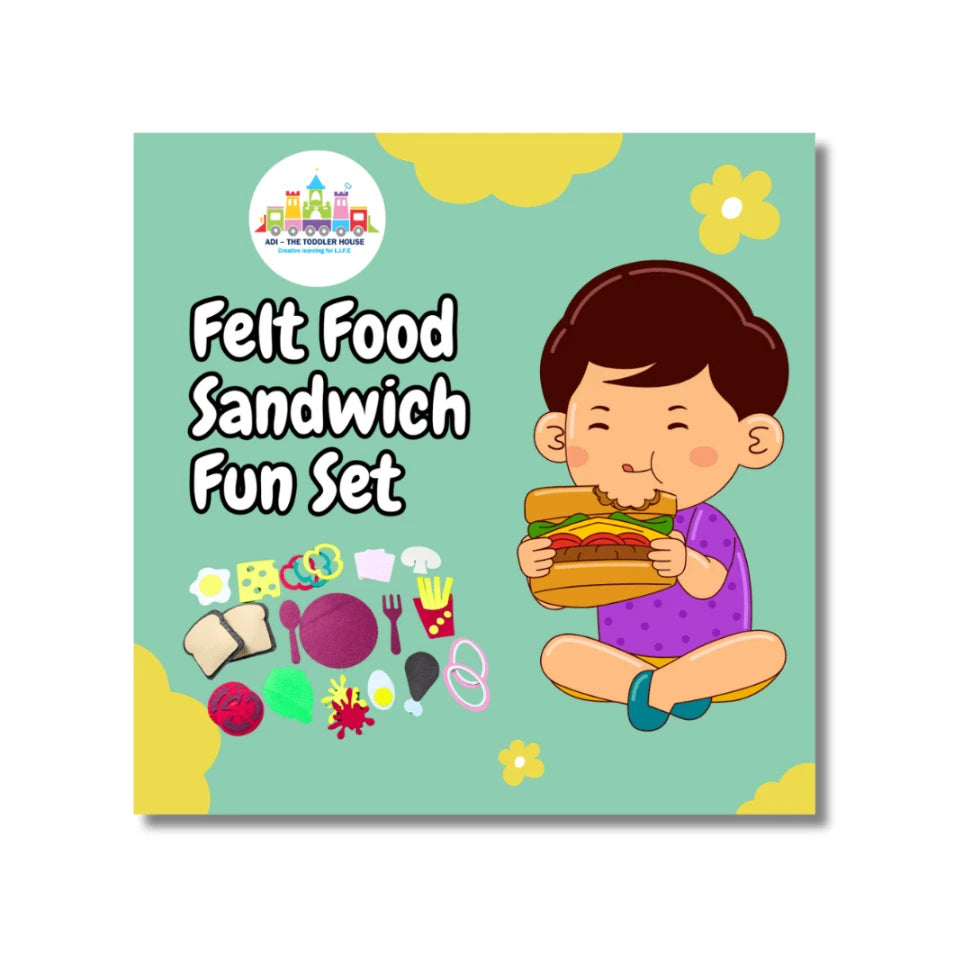 Handmade Felt Food Sandwich Set for Kids – Pretend Play with Cheese, Lettuce, Bread, and More