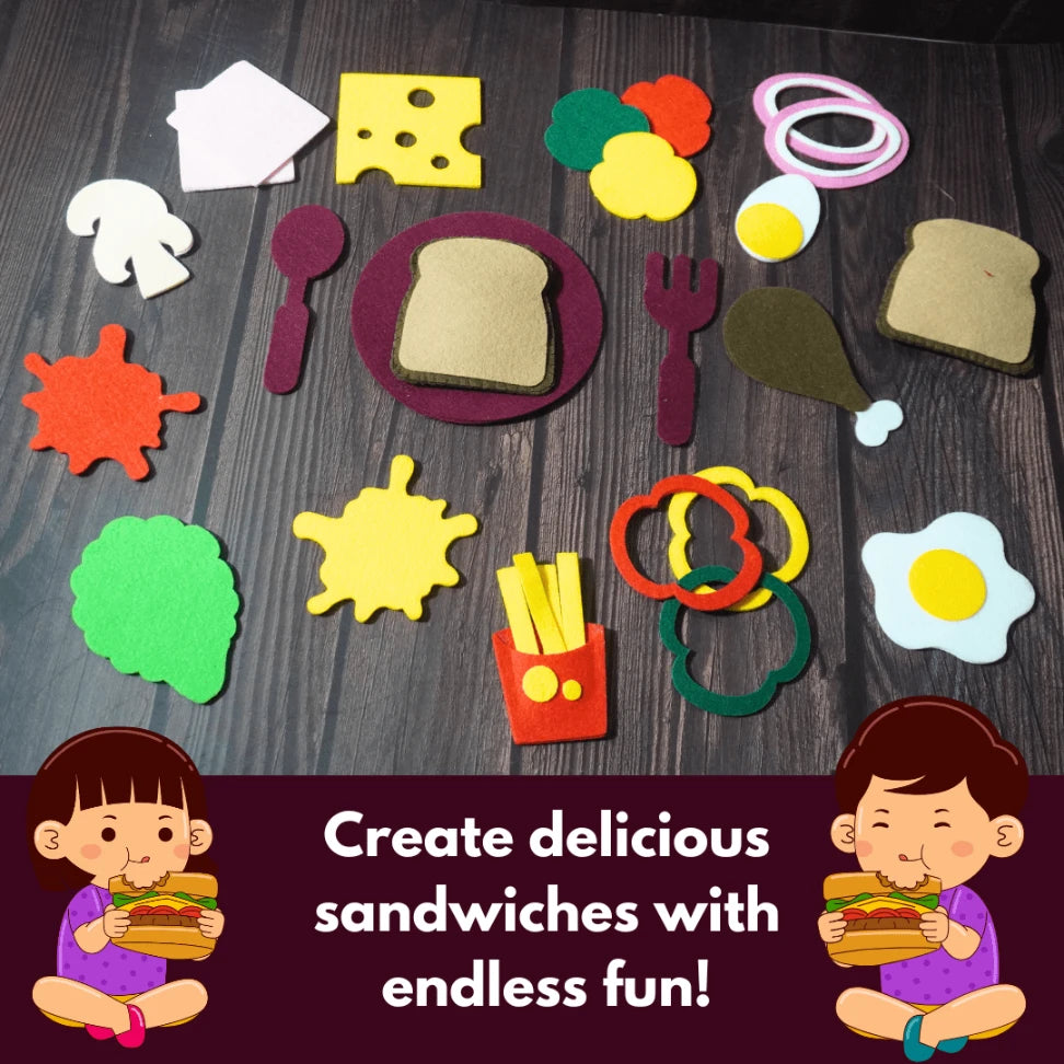 Felt Sandwich Set with Fork, Spoon, and Plate for Creative Play – Perfect for Toddlers