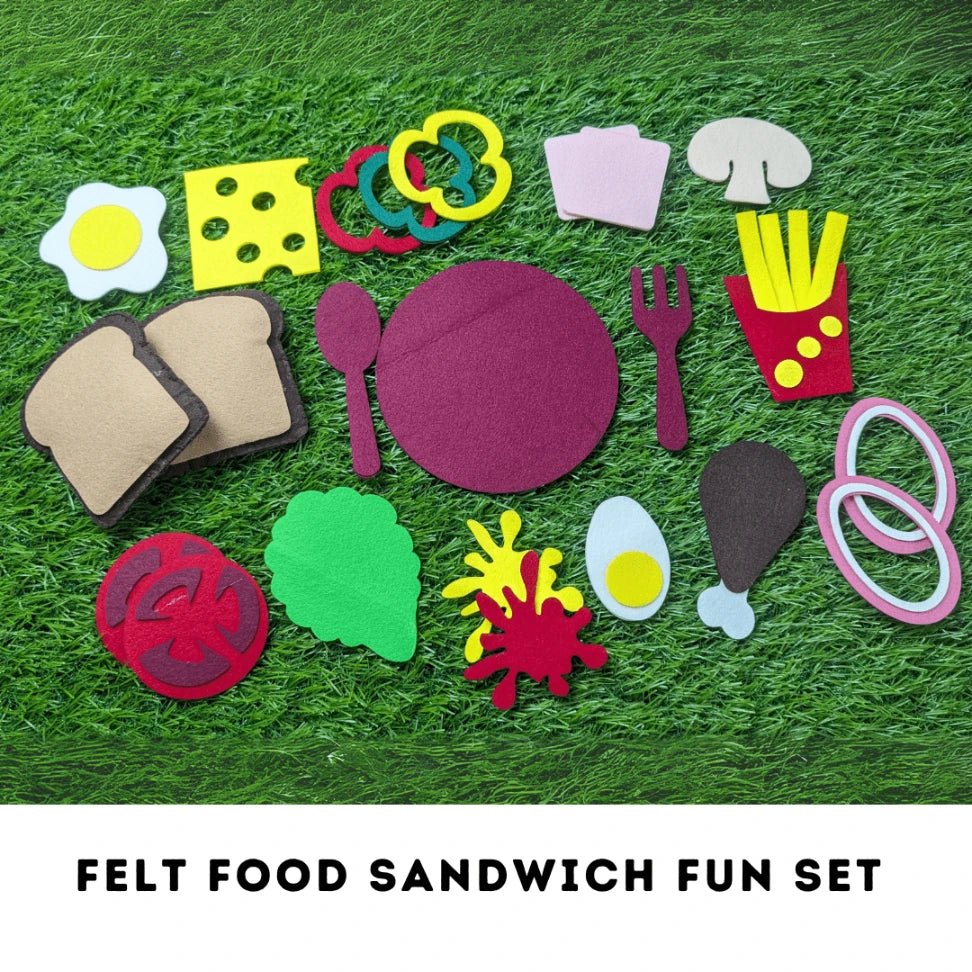 Educational Felt Sandwich Food Set for Kids – Includes Felt Bread, Cheese, Veggies, and More