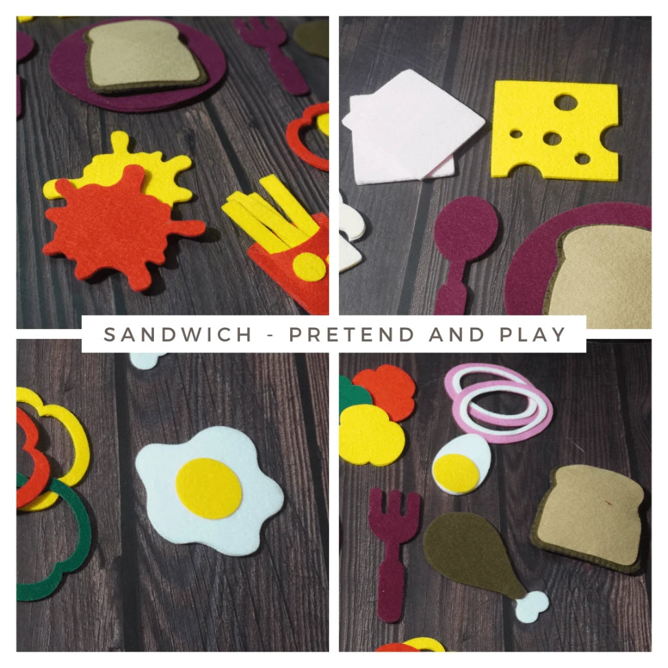 Pretend Play Felt Sandwich Fun Set for Children – Includes Sandwich Ingredients and Play Accessories