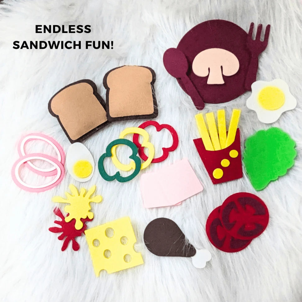 Felt Sandwich Fun Set with Play Plate and Utensils – Creative Food Play for Children