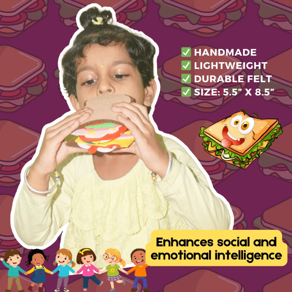 Interactive Felt Food Sandwich Set for Toddlers – Perfect for Role Play and Fine Motor Skills