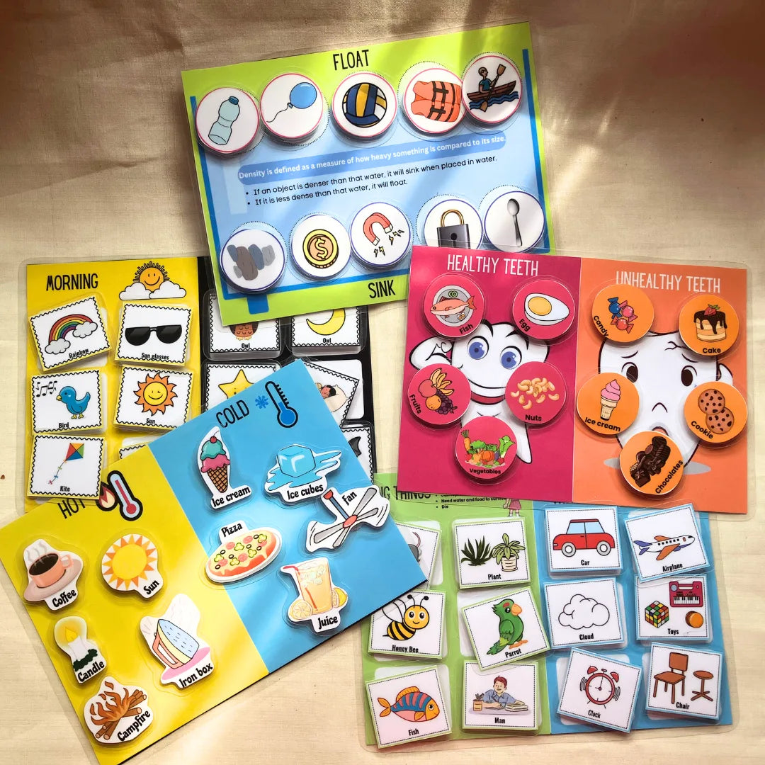 Educational science sorter with reusable stickers