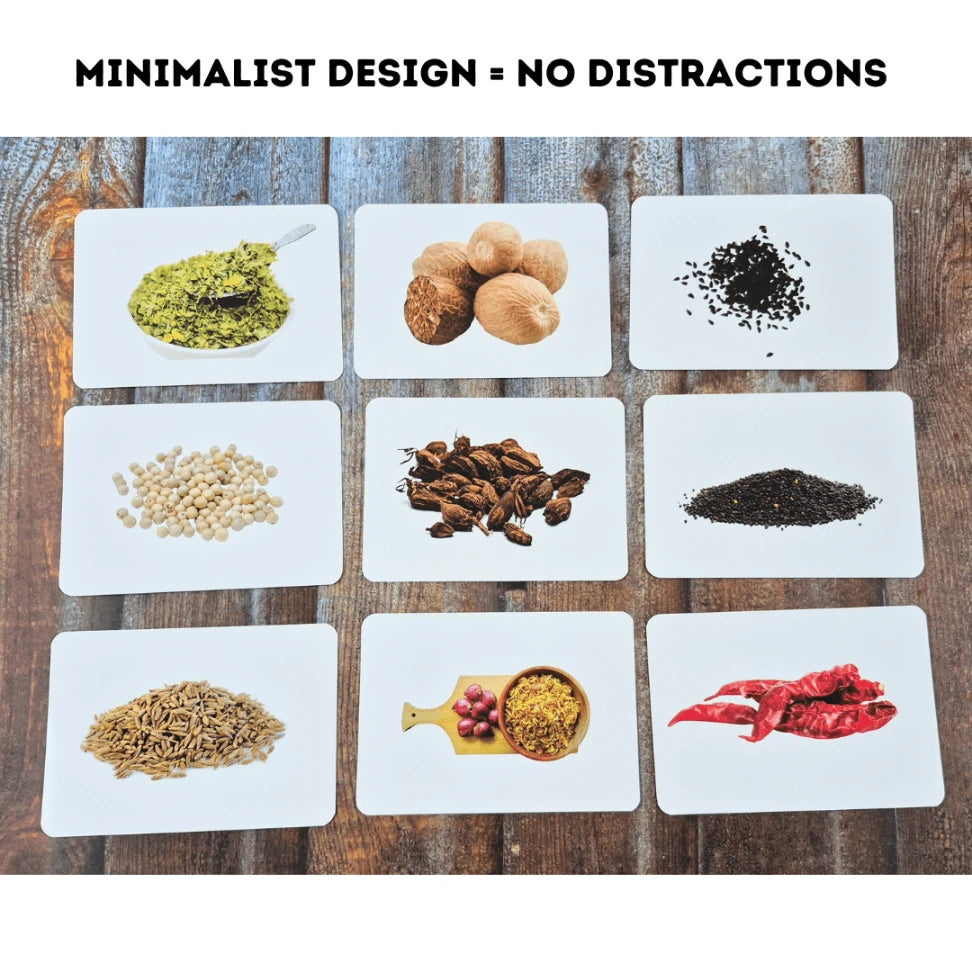 Kids learning spices cards