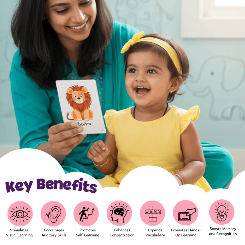 Telugu animal flash cards