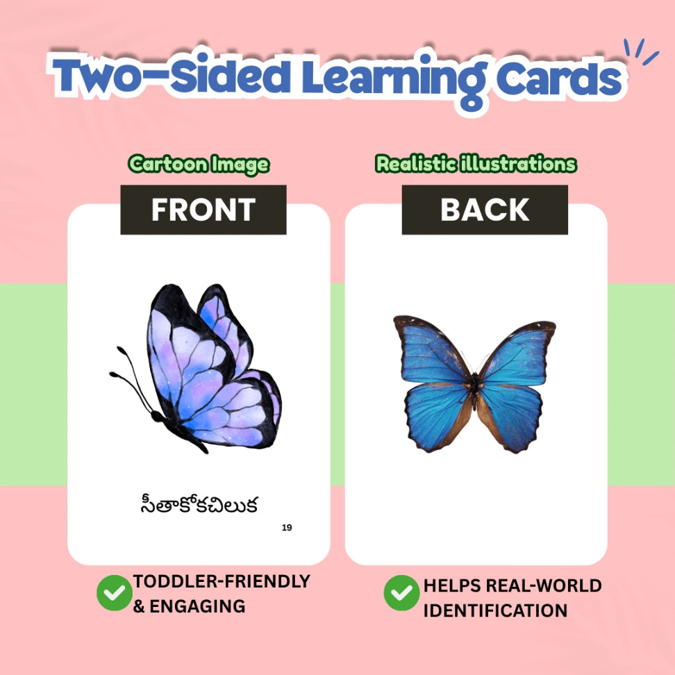 Telugu animal learning cards for kids