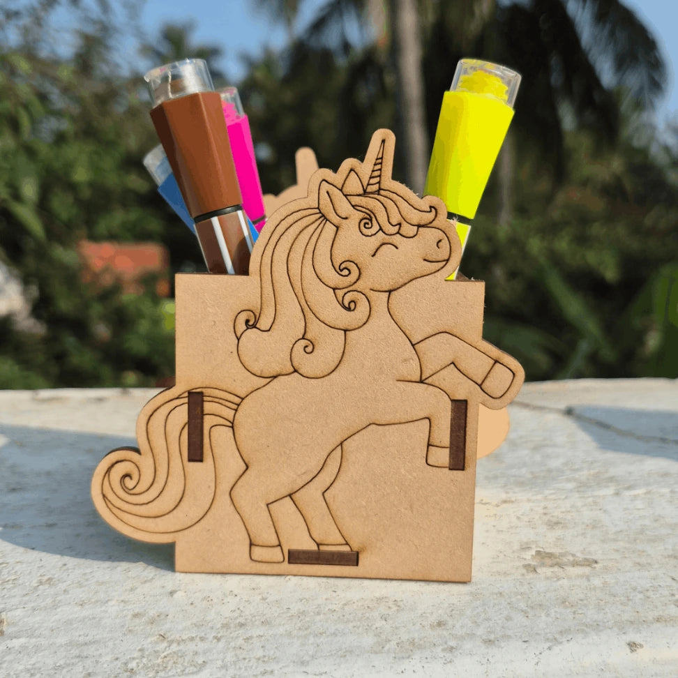 DIY Wooden MDF Pen Stand Craft Kit for Kids | Paint & Assemble Activity Toy (4+ Years)