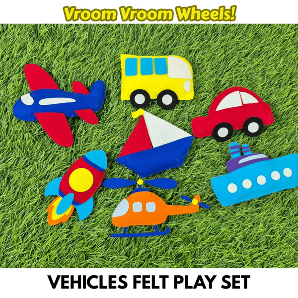 Vroom Vroom Wheels Felt Vehicle Toy Set for Toddlers | Pretend Play Toy