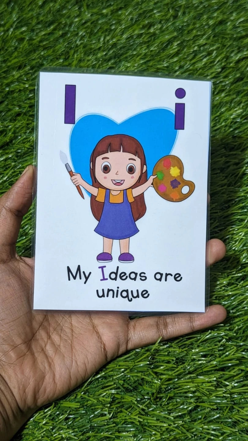 Educational flashcards with positive affirmations