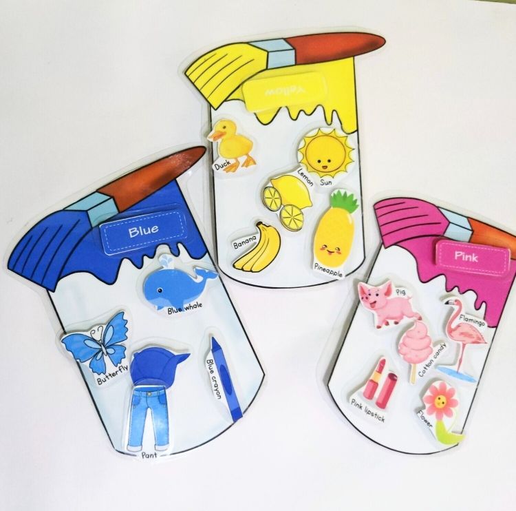 Color matching bucket wall decal for early learning