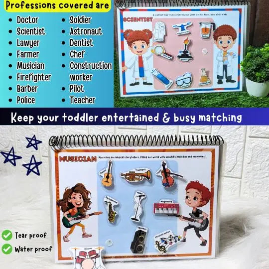 Travel-friendly community helpers learning book