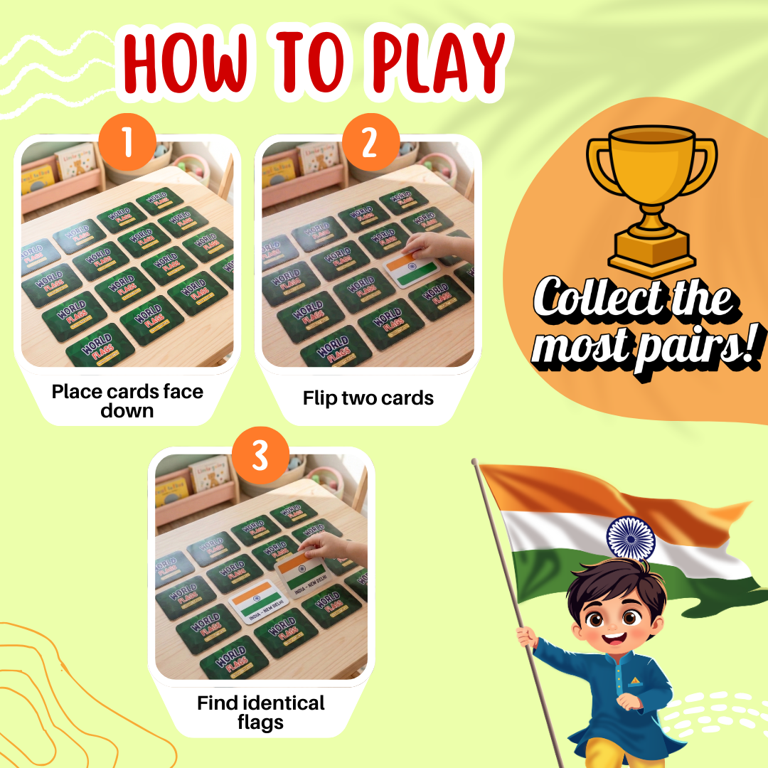 fun flag matching educational game for kindergarten kids