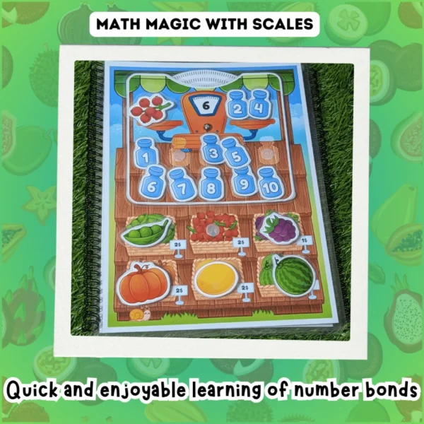 Math skills development with fruit and veggie sorting game